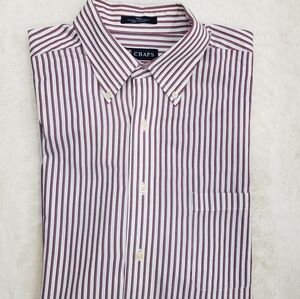 Chaps Men's Striped Shirt - Red and White. Long sleeve.